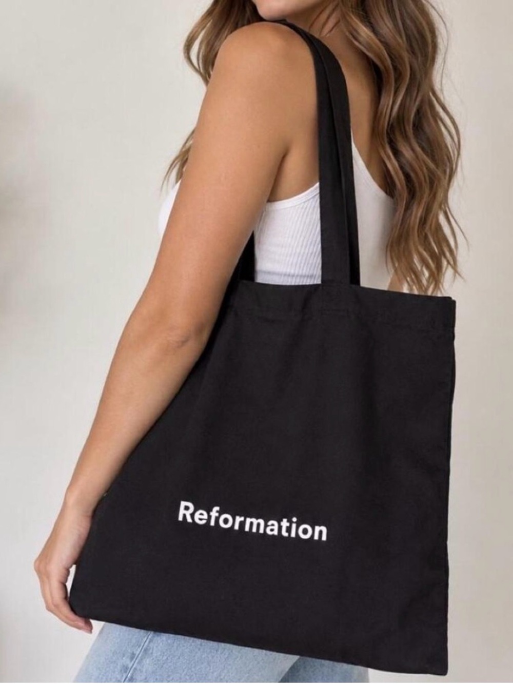 Reformation Black Tote with White Logo